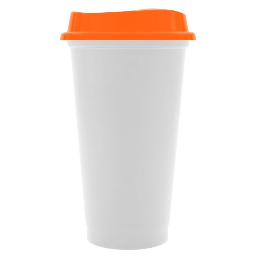 Стакан с крышкой Color Cap White, белый с оранжевым-0
