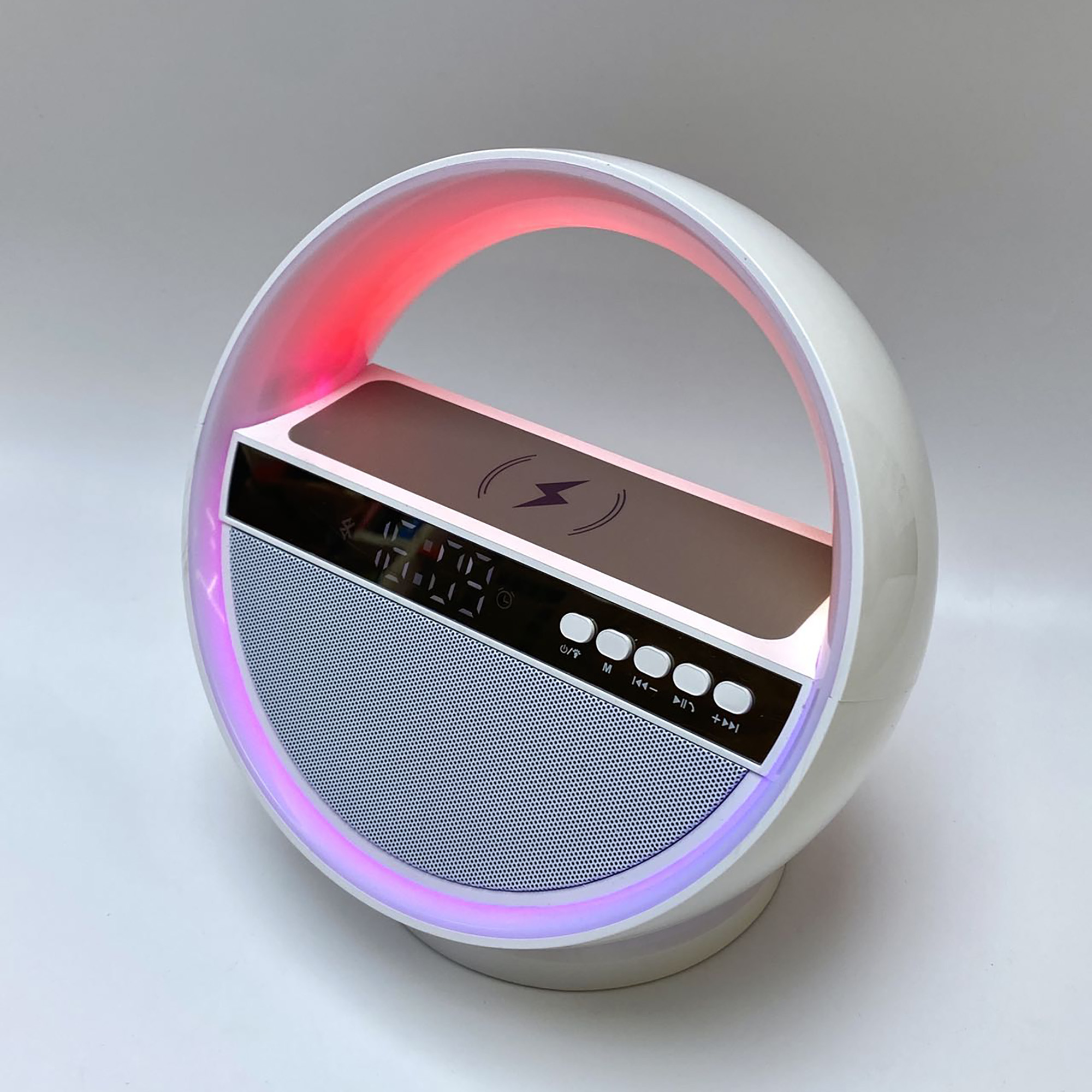 Bluetooth колонка "Smart Orb" 5Вт с беспроводным (15W) ЗУ, лампой, часами, FM радио-0