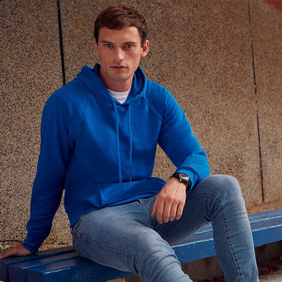 Толстовка без начеса LIGHTWEIGHT HOODED SWEAT 240, синий-3