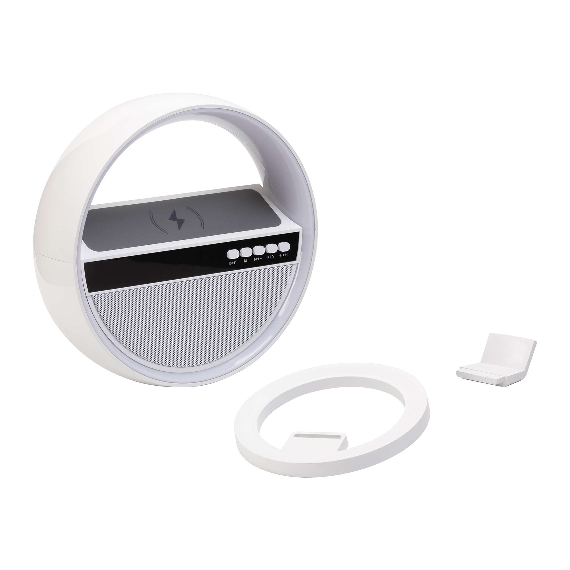 Bluetooth колонка "Smart Orb" 5Вт с беспроводным (15W) ЗУ, лампой, часами, FM радио-6