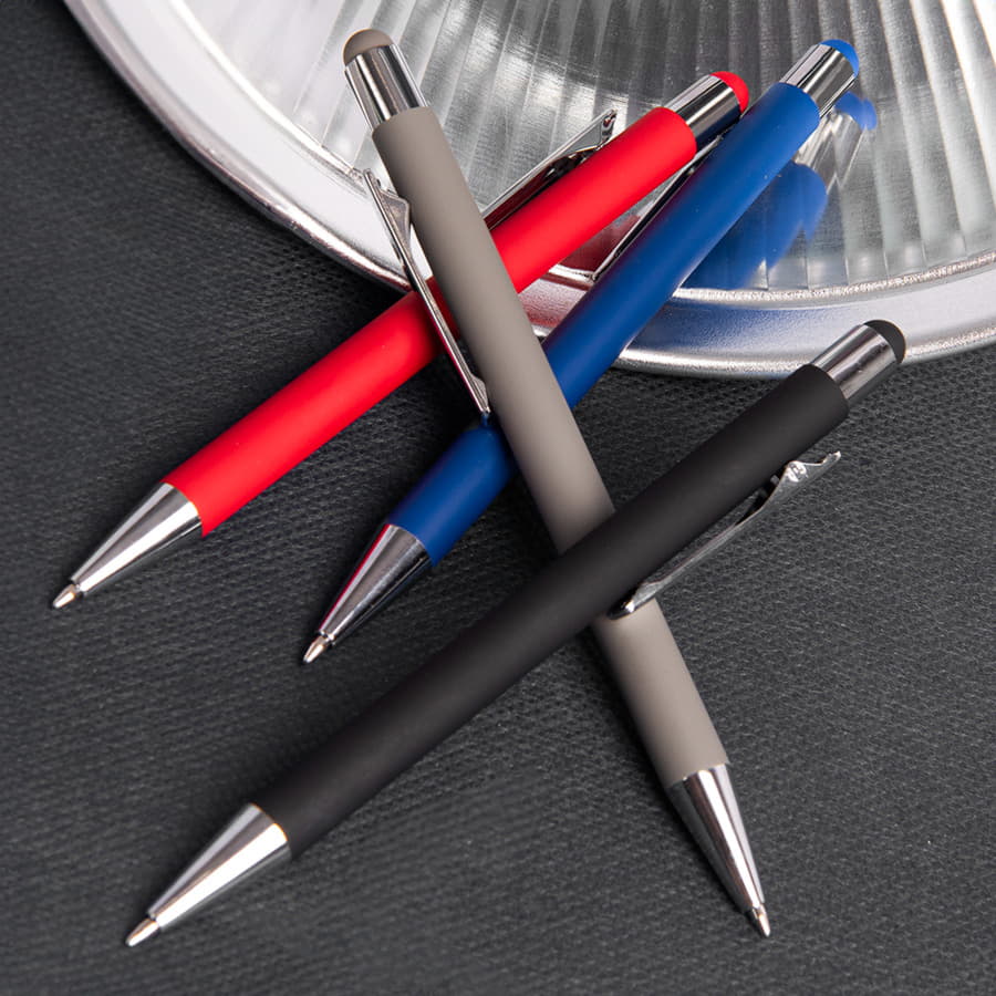 Ручка шариковая FACTOR TOUCH со стилусом, черный, серебристый-4