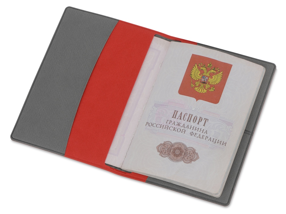 Обложка для паспорта с RFID защитой отделений для пластиковых карт Favor, красная/серая-1