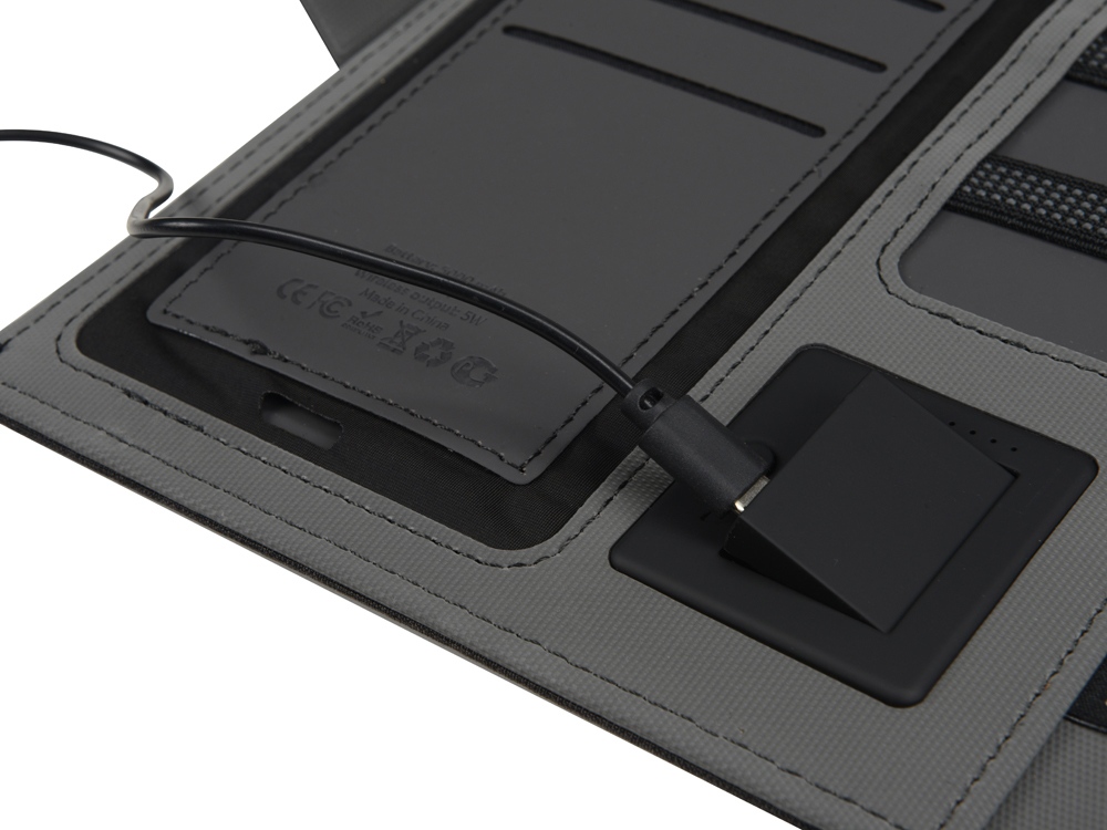 Органайзер с беспроводной зарядкой 5000 mAh Powernote, светло-серый-5