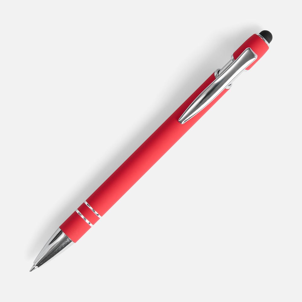 Ручка шариковая Pointer Soft Touch со стилусом, красная-2