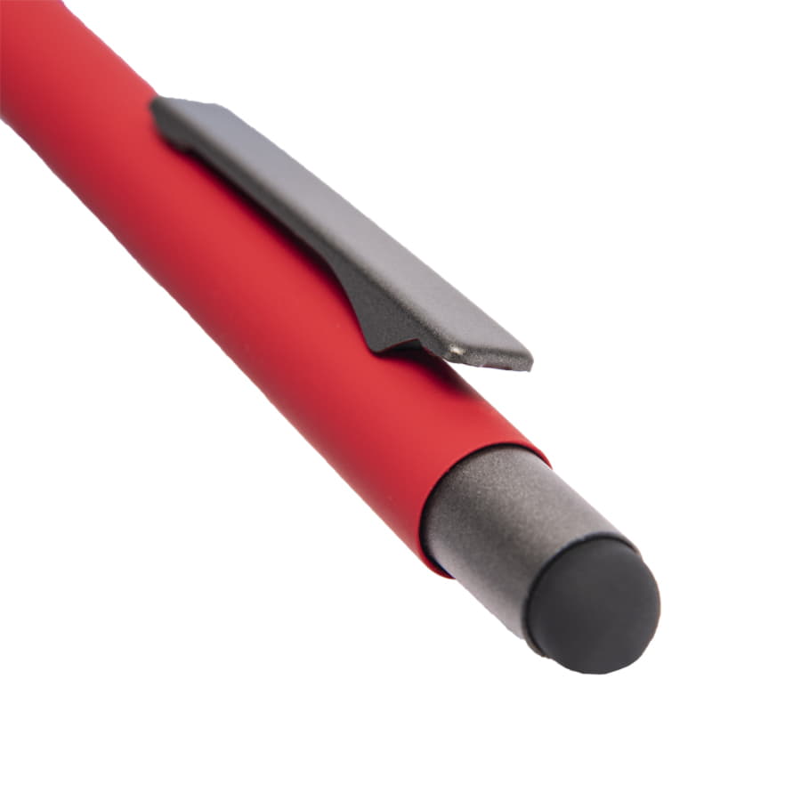 Ручка шариковая FACTOR GRIP со стилусом, красный, серый-4