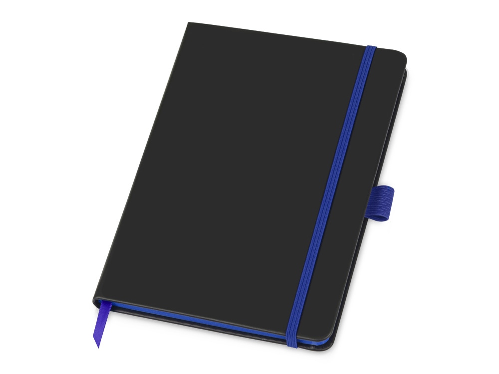 Блокнот ColorNote Black, твердая обложка A5, 80 листов, черный с синим-0