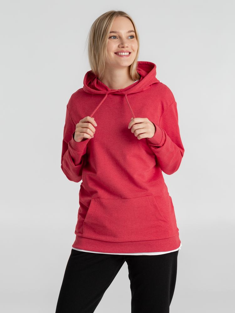Толстовка с капюшоном унисекс Hoodie, красный меланж-7