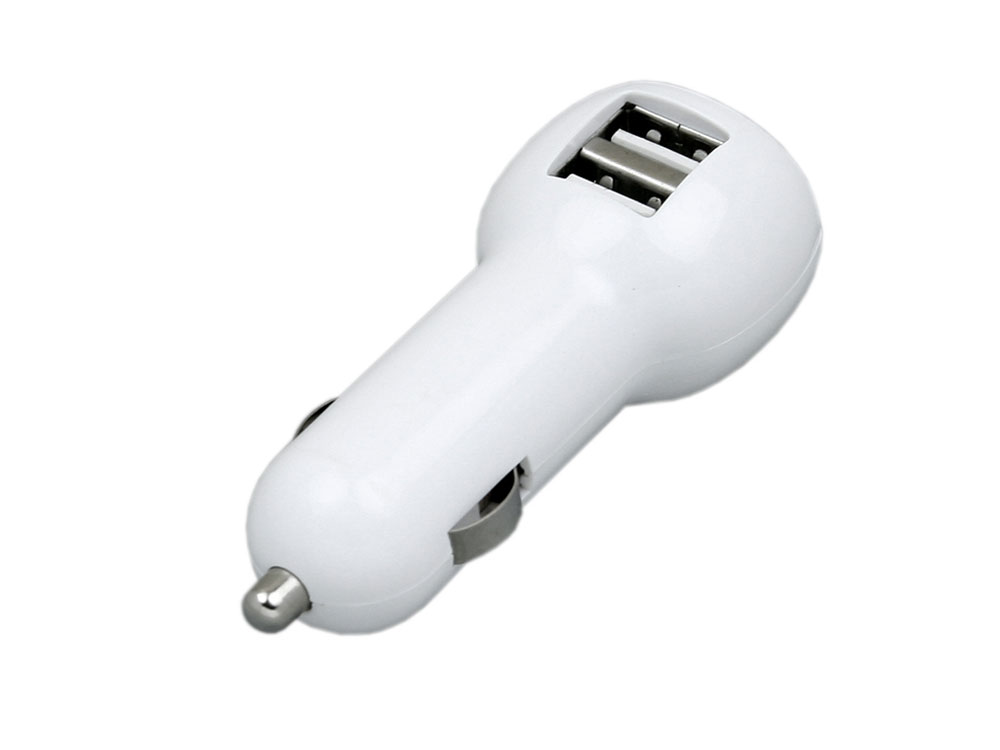 Автомобильная зарядка CC-01, 2 USB порта, белый цвет.-0