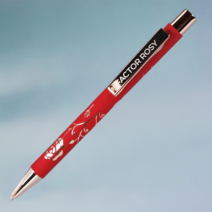 Ручка шариковая FACTOR ROSY, красный, розовое золото-1