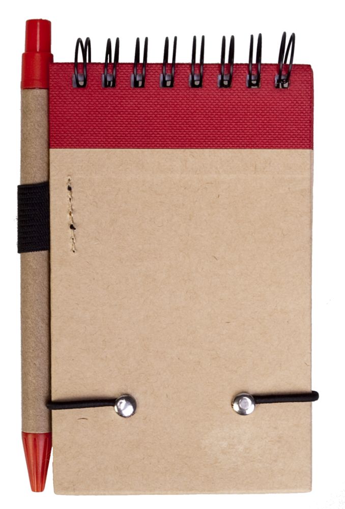 Блокнот на кольцах Eco Note с ручкой, красный-2