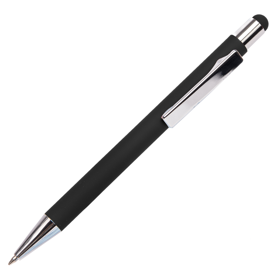 Ручка шариковая FACTOR TOUCH со стилусом, черный, серебристый-0