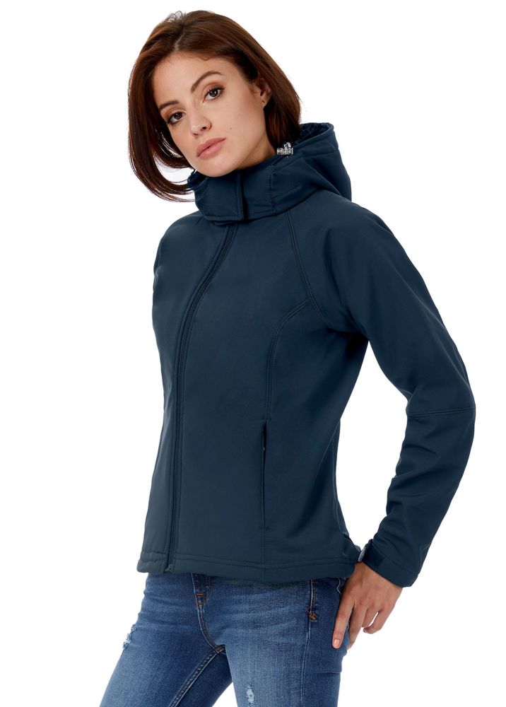 Куртка женская Hooded Softshell темно-синяя-6