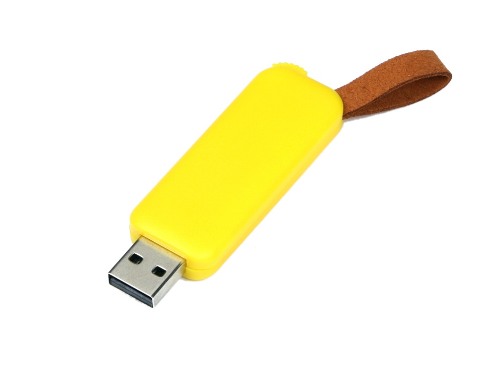 USB-флешка промо на 4 Гб прямоугольной формы, выдвижной механизм, желтый-0