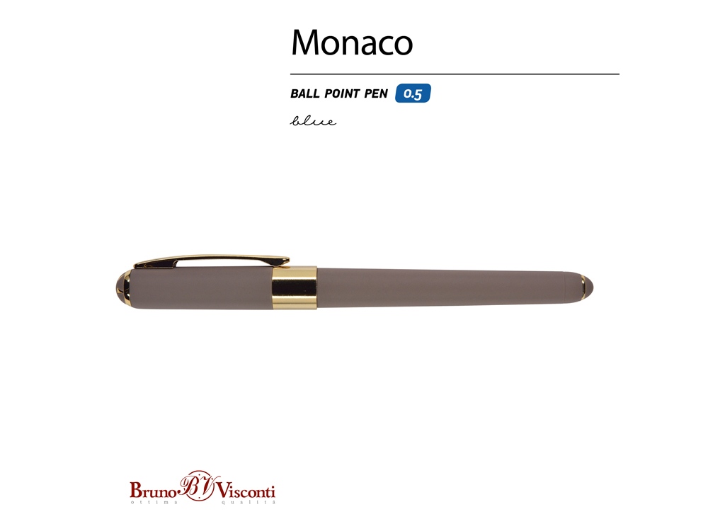 Ручка пластиковая шариковая Monaco, 0,5мм, синие чернила, серый-1