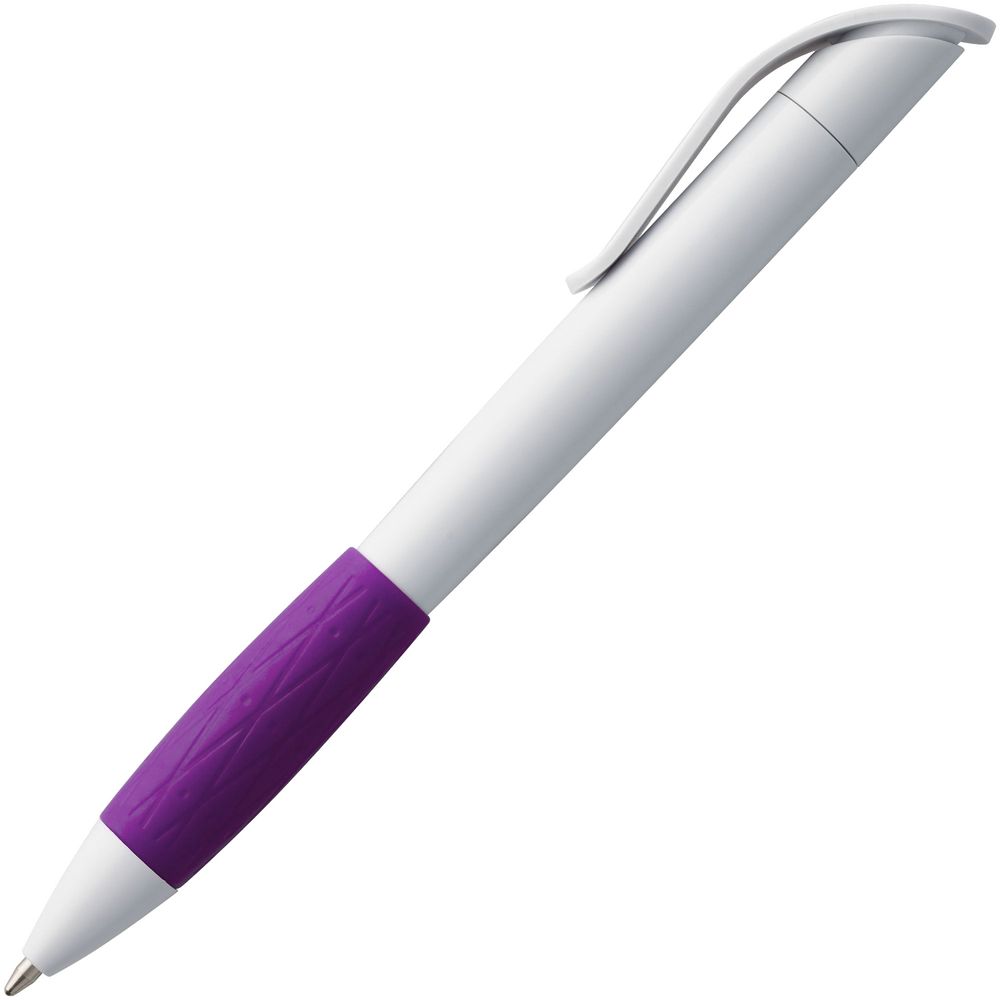 Ручка шариковая Grip, белая с фиолетовым-1