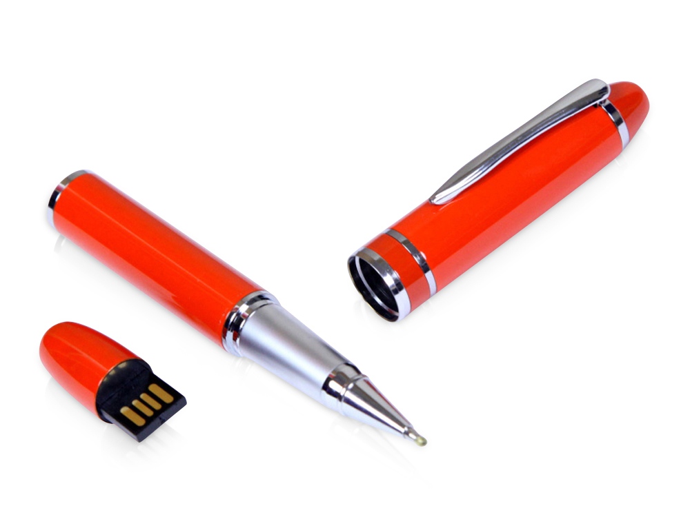USB-флешка на 16 Гб в виде ручки с мини чипом, оранжевый-0