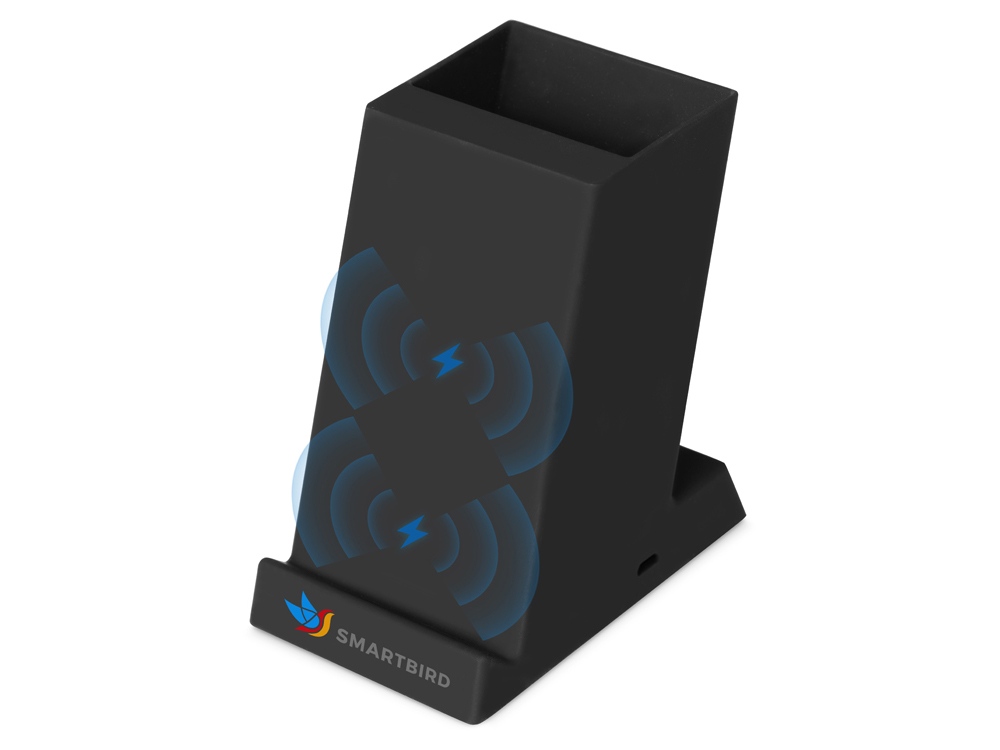 Беспроводная зарядка-подставка с подсветкой Glow box, черный-1