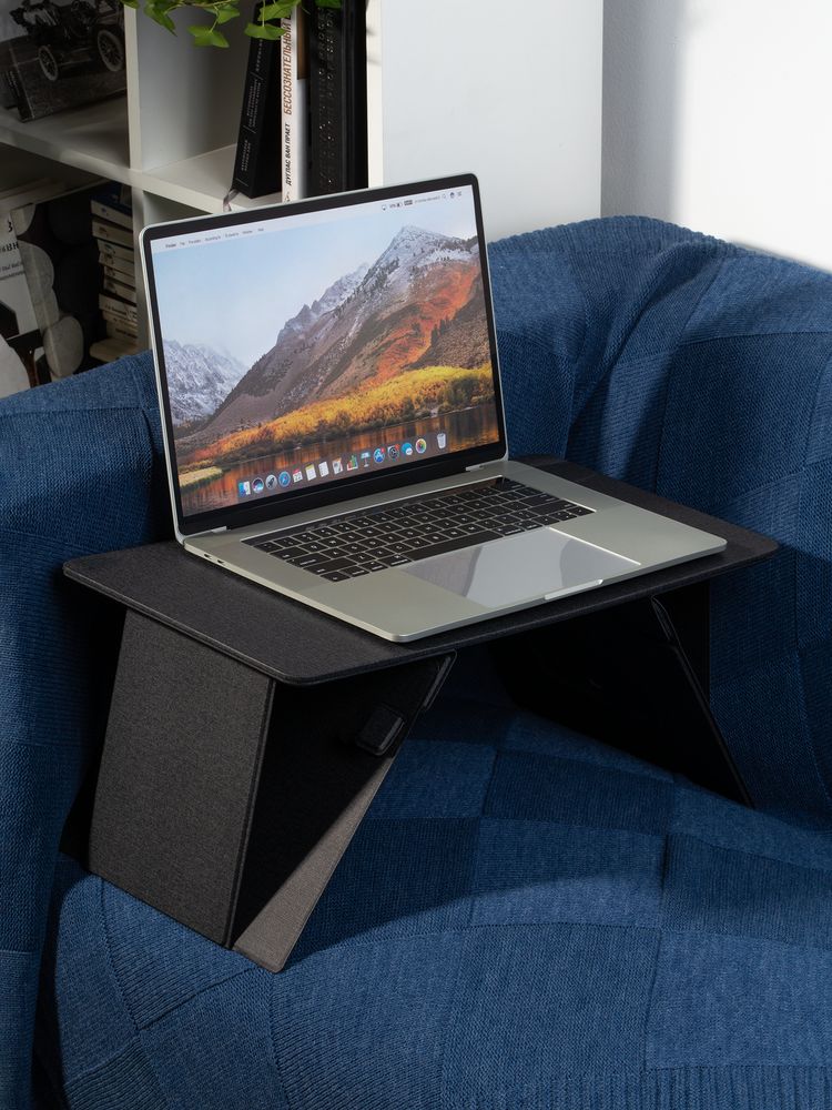 Складной стол для ноутбука с беспроводной зарядкой Kickstand Table, серый-4
