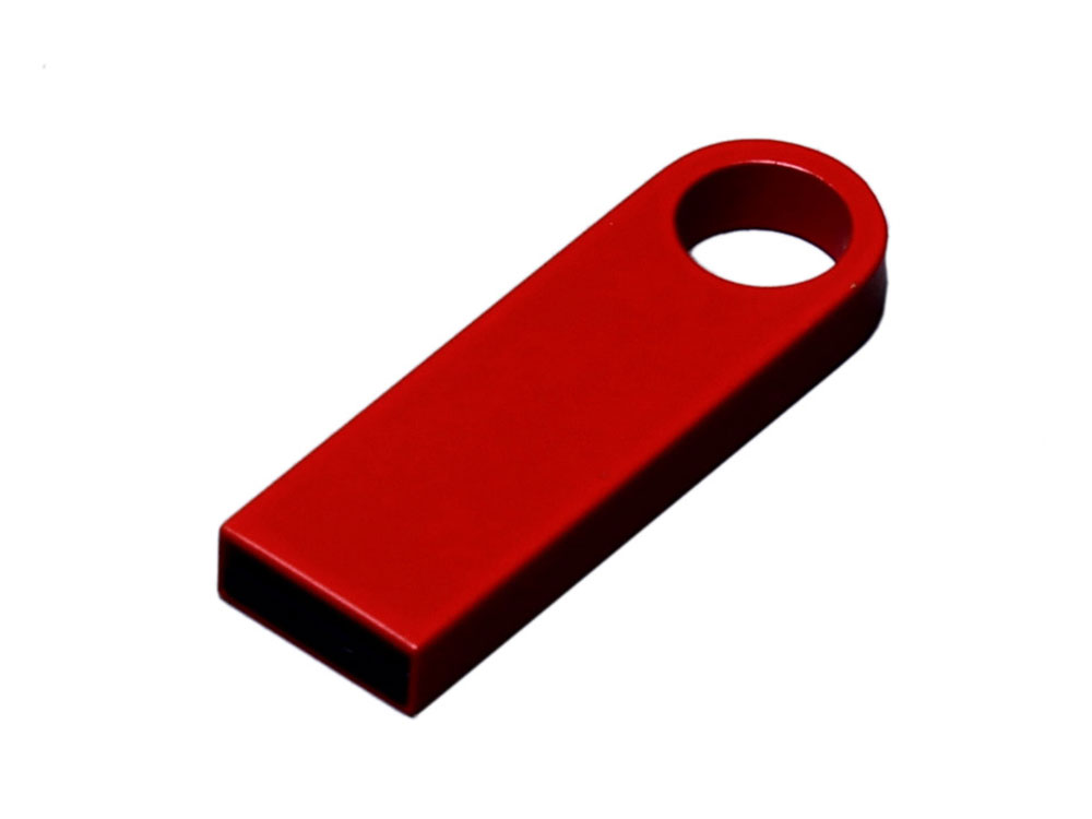 USB 2.0-флешка на 16 Гб с мини чипом и круглым отверстием, красный-0