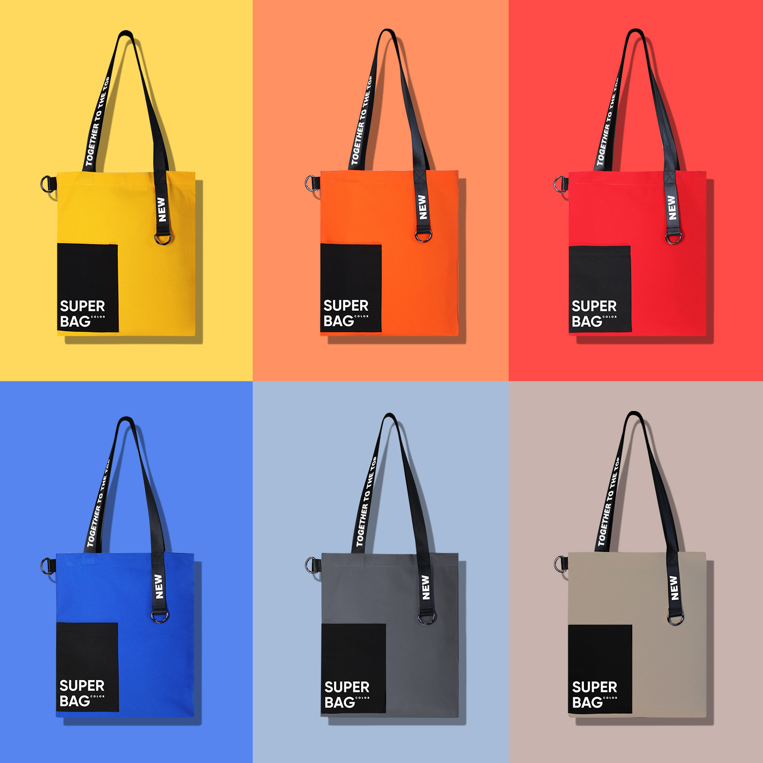 Шоппер Superbag Color (оранжевый с чёрным)-7