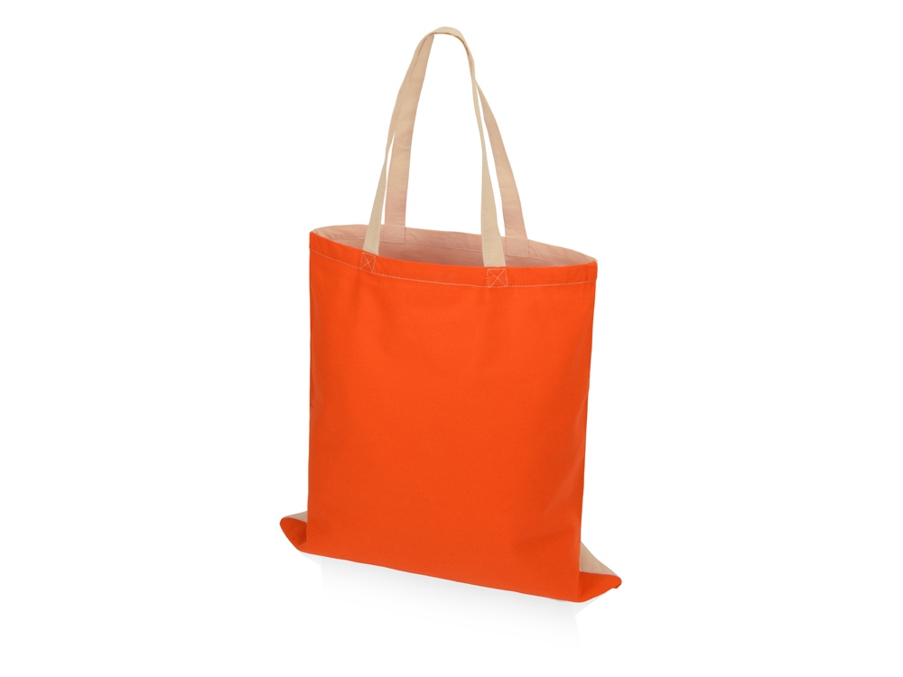 Сумка для шопинга Twin двухцветная из хлопка, 180 г/м2, оранжевый/натуральный-1