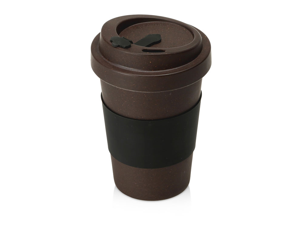 Стакан из кофе с силиконовой манжетой Latte, коричневый-0