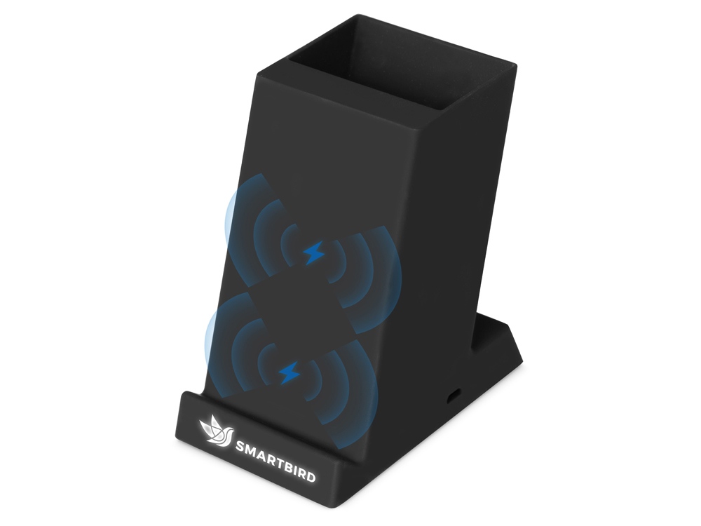 Беспроводная зарядка-подставка с подсветкой Glow box, черный-0