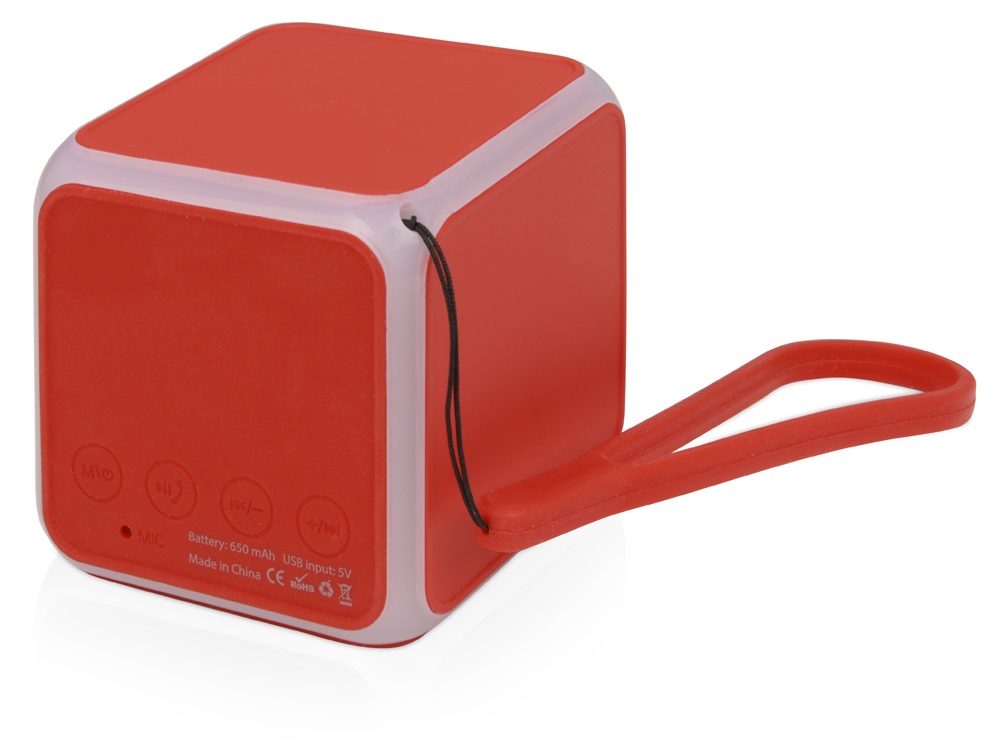 Портативная колонка Cube с подсветкой, красный-1