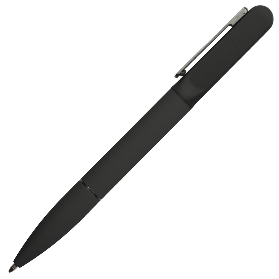 Ручка шариковая NEO с подсветкой после гравировки, soft touch, черный, серебристый-1