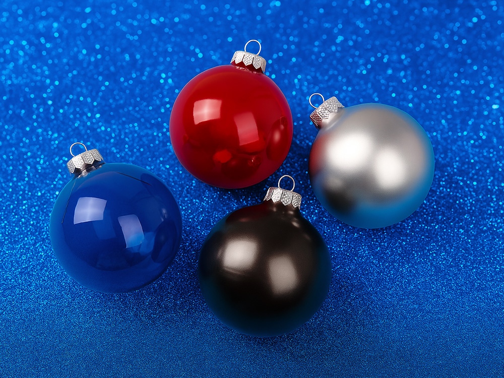 Стеклянный елочный шар Christmas bauble, серебро, металлик, с серебристым колпачком в черной коробке-4