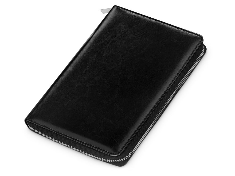 Бизнес-блокнот на молнии А5 Fabrizio с RFID защитой и ручкой, черный-6
