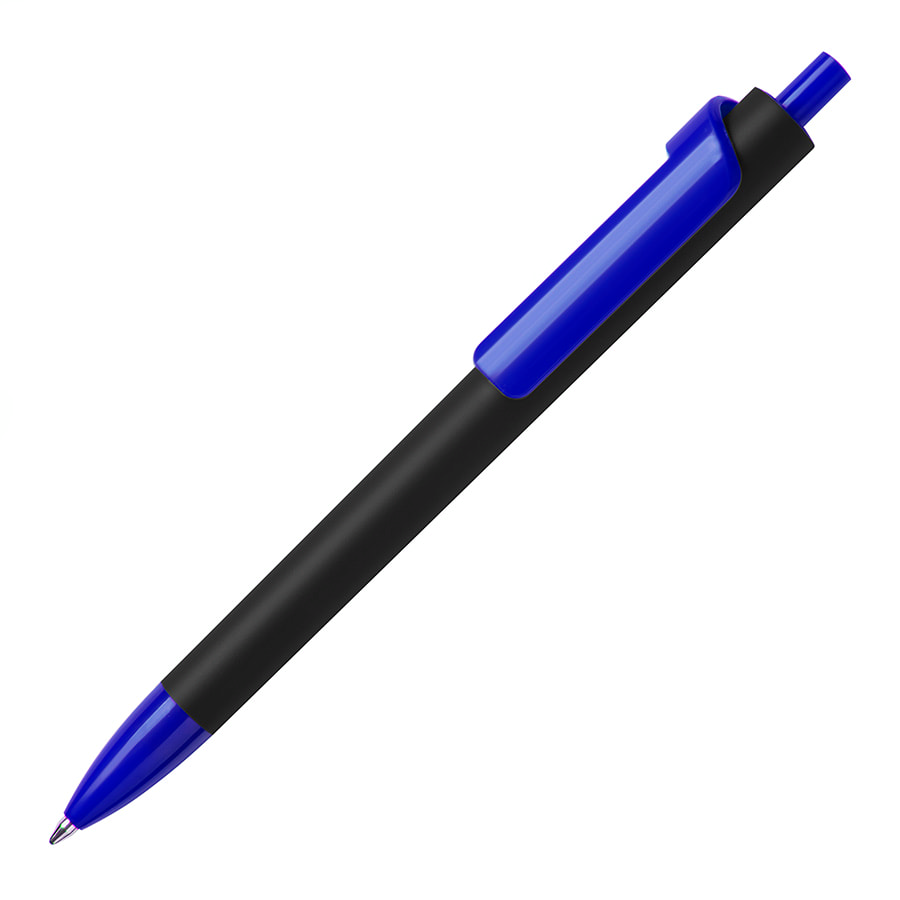 Ручка шариковая FORTE SOFT BLACK, покрытие soft touch, черный, синий-0