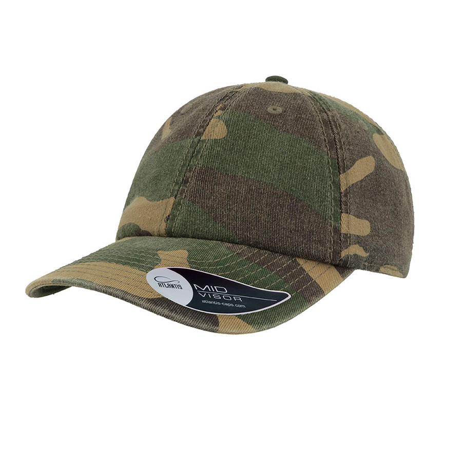 Бейсболка DAD HAT, 6 клиньев, металлическая застежка, зеленый камуфляж-0