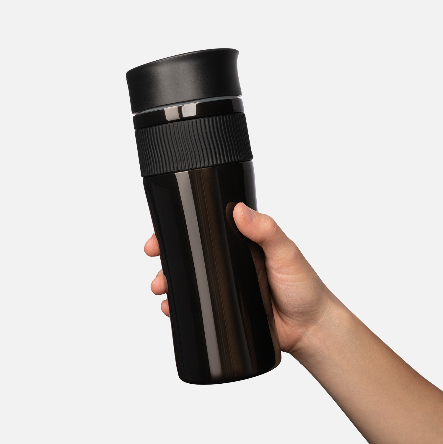 Термокружка вакуумная Поло (Polo), черная-4