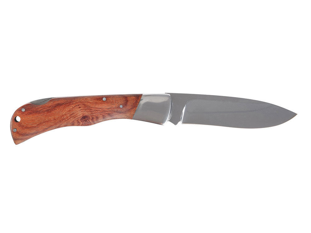 Нож складной Stinger, 104 мм, (серебристый), материал рукояти: сталь/дерево (серебристо-коричневый)-2