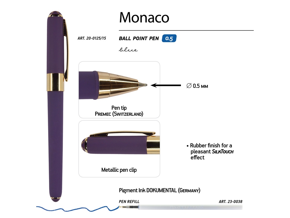 Ручка пластиковая шариковая Monaco, 0,5мм, синие чернила, виноградный-2