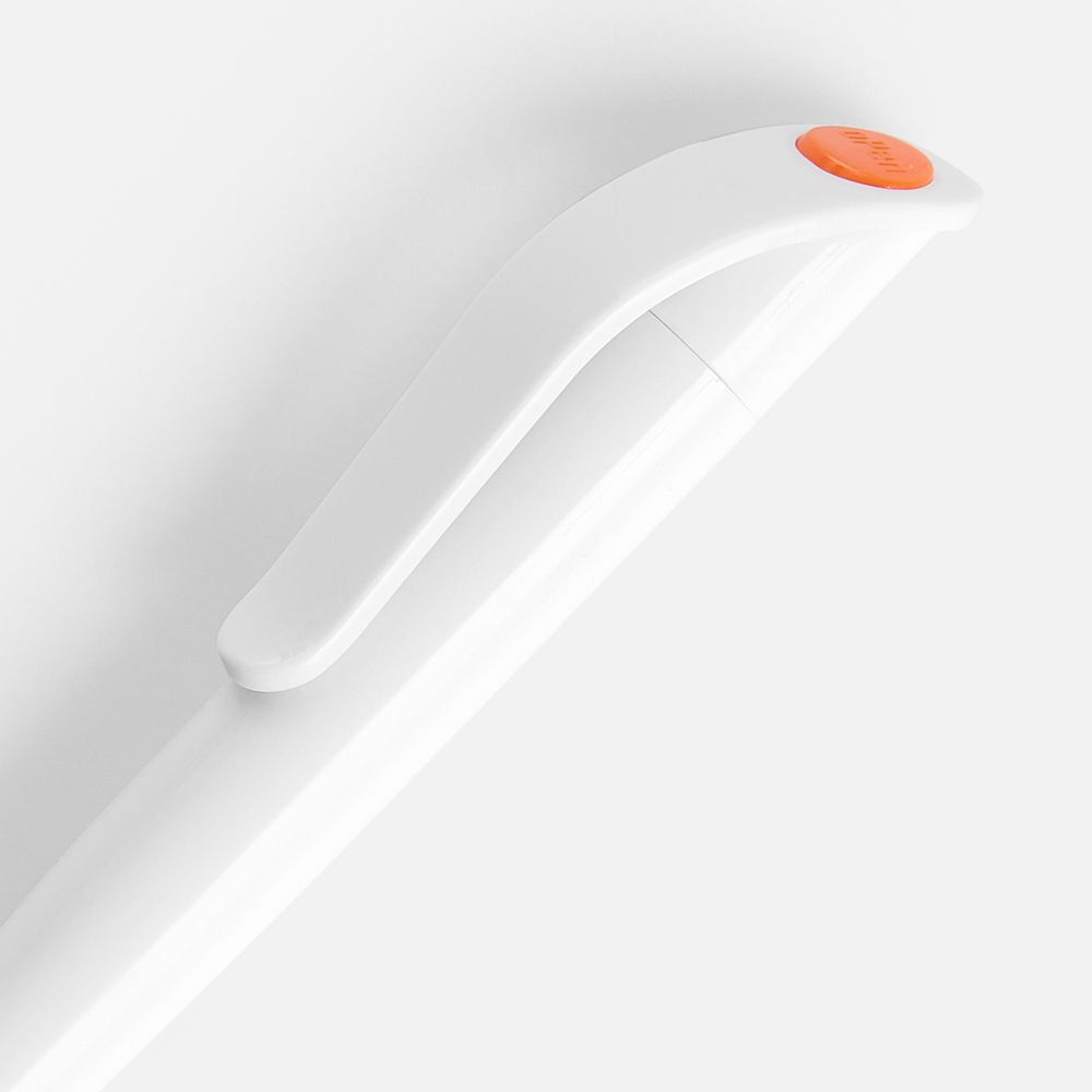 Ручка шариковая Grip, белая с оранжевым-1