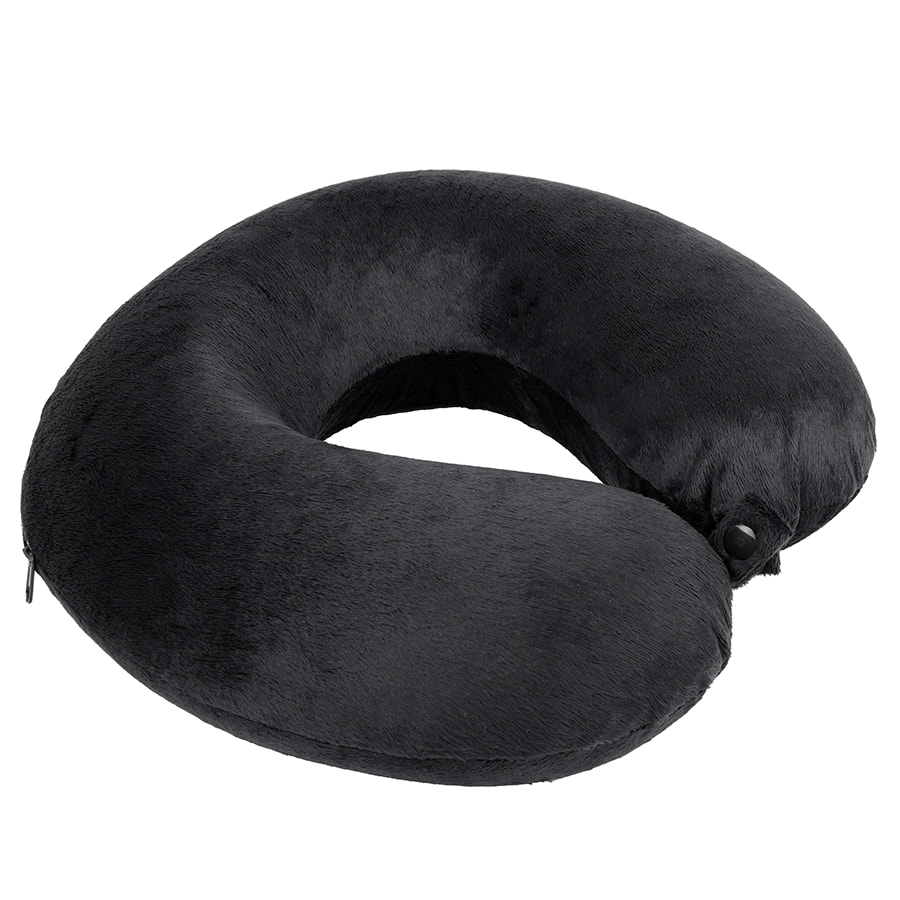 Подушка дорожная  "SOFT"; memory foam, микрофибра, черный, черный-0