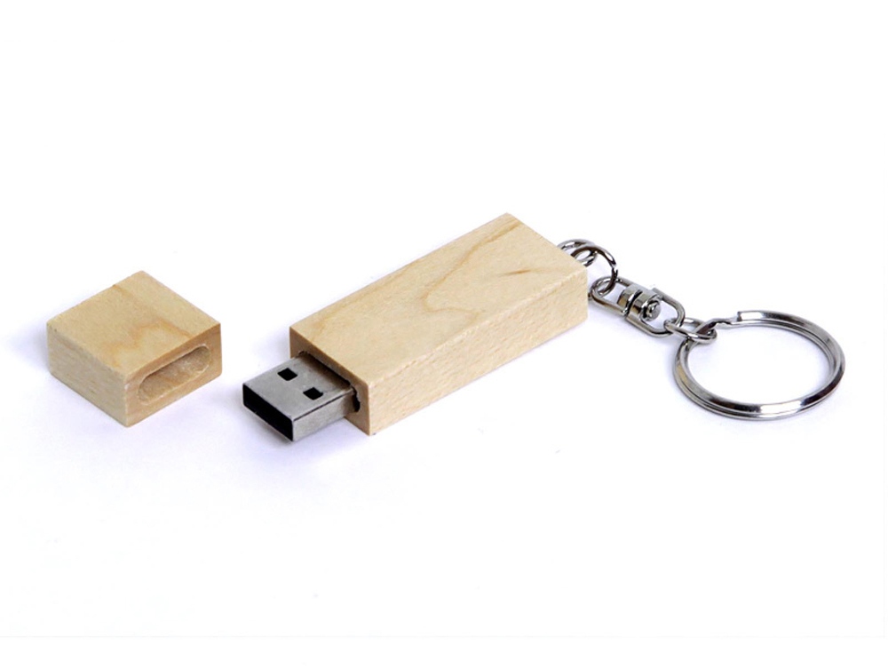 USB-флешка на 16 Гб прямоугольная форма, колпачек с магнитом, натуральный-0