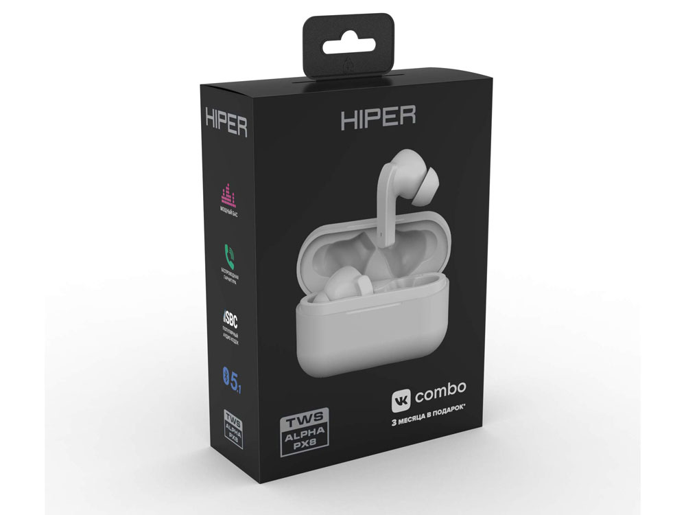 Беспроводные наушники HIPER TWS Alpha PX8 (HTW-APX8) Bluetooth 5.0 гарнитура, Белый-3