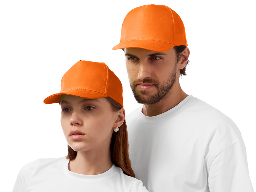 Бейсболка Poly 5-ти панельная 120 гр, оранжевый-1