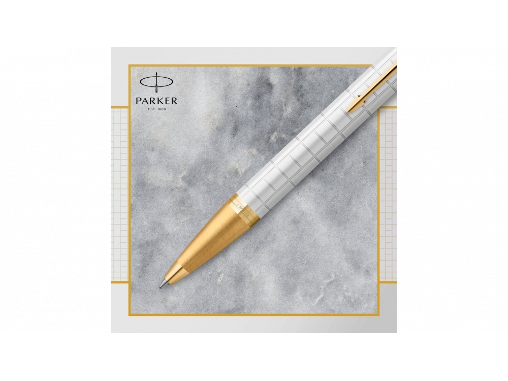 Шариковая ручка Parker IM Premium K318  Pearl GT, стержень: M, цвет чернил: blue, в подарочной упаковке.-4