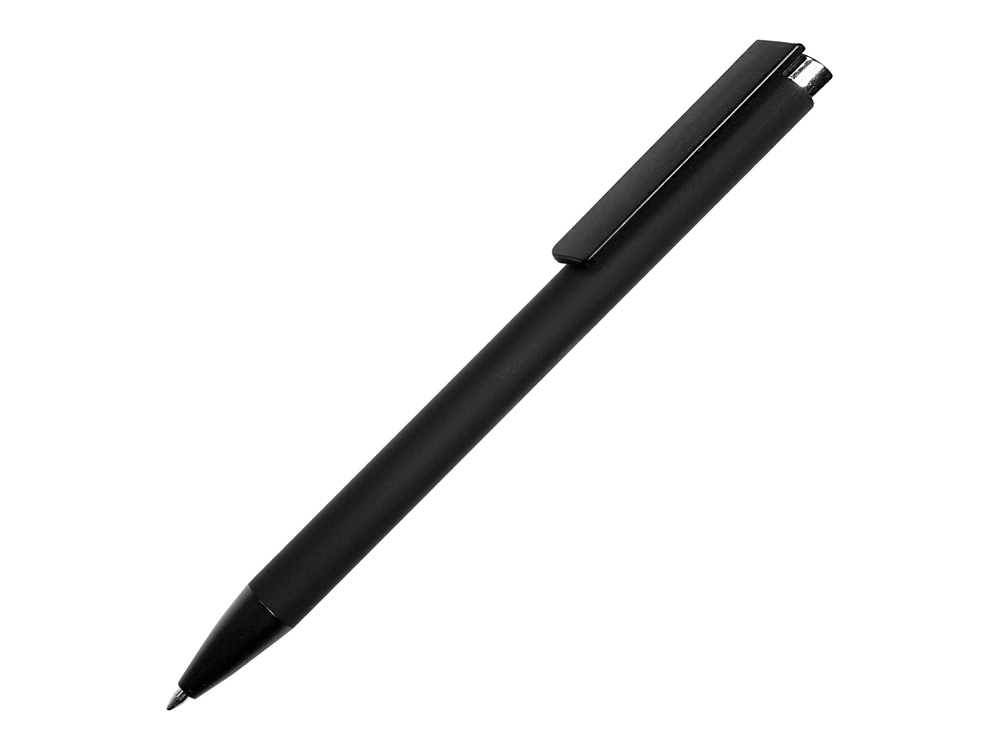 Ручка металлическая шариковая Taper Metal софт-тач с цветным зеркальным слоем, черный с серебристым-1