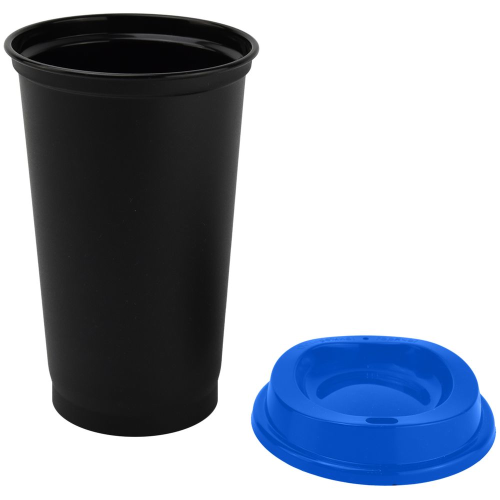 Стакан с крышкой Color Cap Black, черный с синим-2