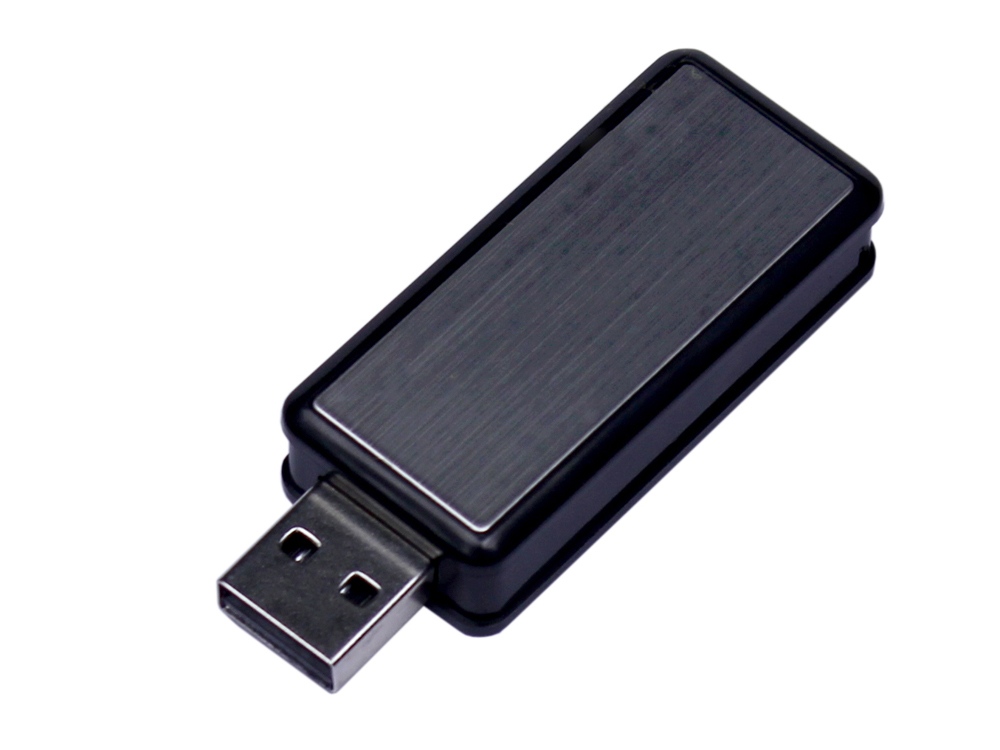 USB-флешка промо на 32 Гб прямоугольной формы, выдвижной механизм, черный-0