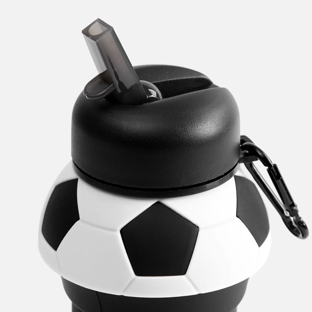 Складная бутылка для воды Football Flex, белая с черным-2