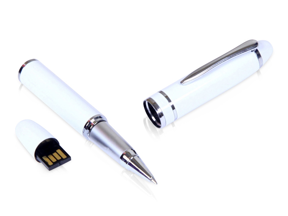 USB-флешка на 16 Гб в виде ручки с мини чипом, белый-0