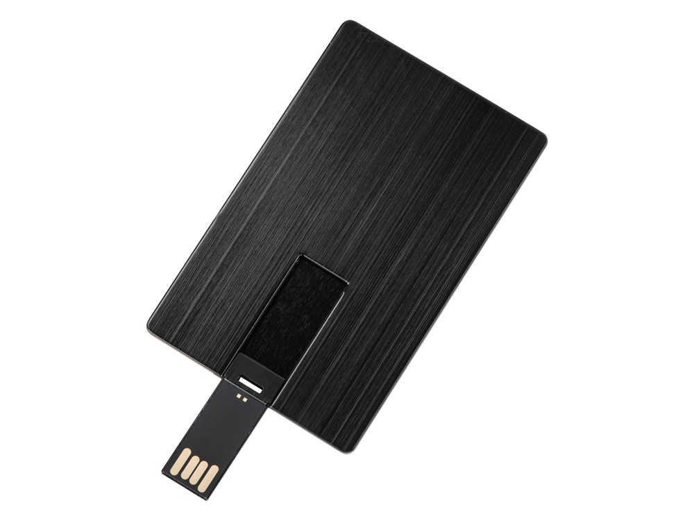 Флеш-карта USB 2.0 16 Gb в виде металлической карты Card Metal, черный-1