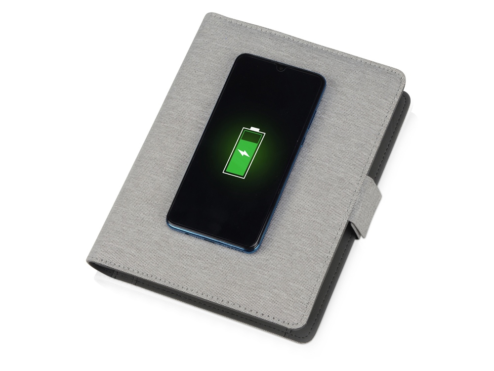 Органайзер с беспроводной зарядкой 5000 mAh Powernote, светло-серый-1
