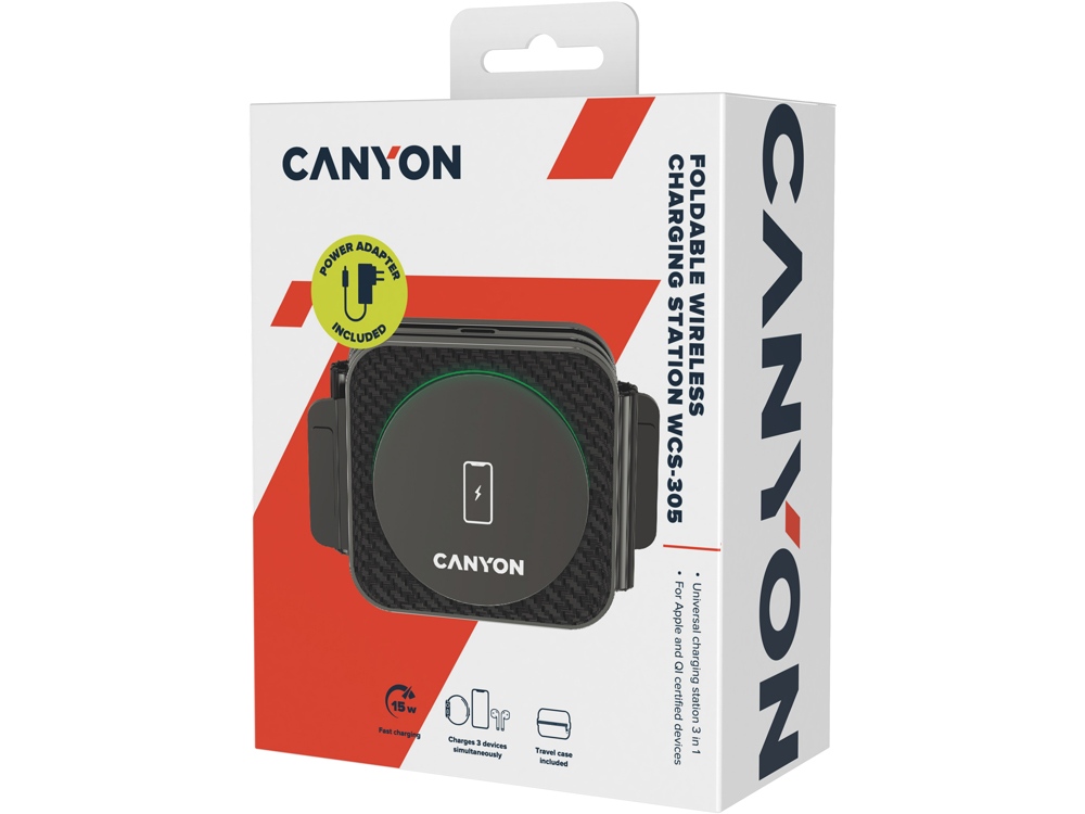 Беспроводное зарядное устройство 3 в 1 Canyon WS-305 (cns-wcs305), 15 Вт-8
